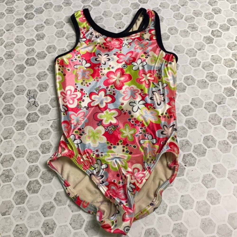 Little Girl Velvet One Piece Large Floral Bodysuit